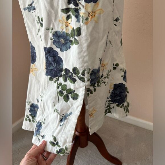 Nicholas white denim rose flare dress. Midi style with front slit sz 10 - Picture 5 of 16